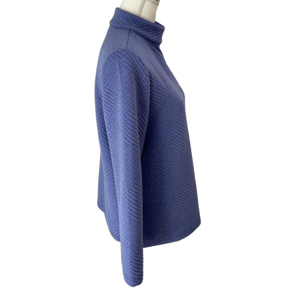 CHICO'S Weekends Sweater Womens Chico 0 or Small Blue Snap-Detail Mock-Neck Top - Picture 3 of 8